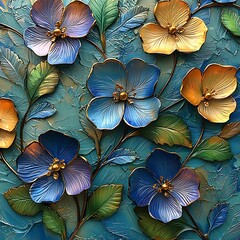 Colorful textured floral art composition high resolution picture