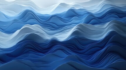 Fototapeta premium Abstract Blue Layered Waves 3D Papercut Style Ocean Landscape Design