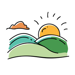 sunrise over hills icon, sunrise over hills vector illustration-simple illustration of sunrise over hills, perfect for sunrise over hills logos and icons