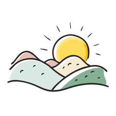 sunrise over hills icon, sunrise over hills vector illustration-simple illustration of sunrise over hills, perfect for sunrise over hills logos and icons