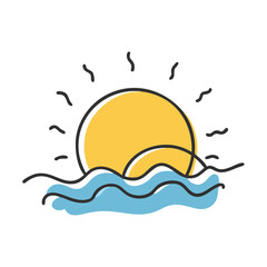 sunset icon, sunset vector illustration-simple illustration of sunset, perfect for sunset logos and icons