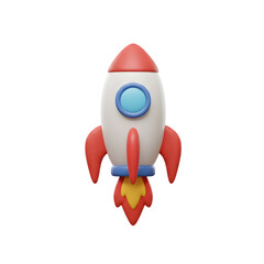 Toy rocket ship soaring to space