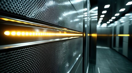 Obraz premium Interior view of a modern server room infrastructure.