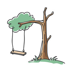 swing on tree icon, swing on tree vector illustration-simple illustration of swing on tree, perfect for swing on tree logos and icons