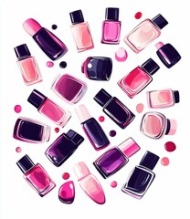 Obraz premium Colorful nail polish bottles arranged in a circle