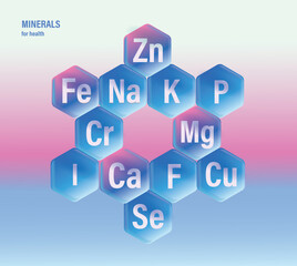 Set of microelements (minerals) useful for human health