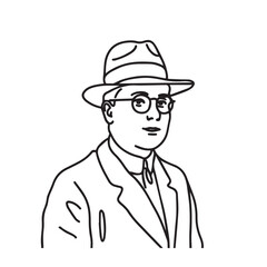 Man With Hat Silhouette - Minimal Outline Art - man with hat silhouette - man with hat vector - man with hat doodle - hat illustration - man with hat line art

