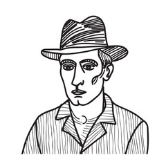Man With Hat Silhouette - Clean Digital Sketch Art - man with hat silhouette - man with hat vector - man with hat doodle - hat illustration - man with hat line art

