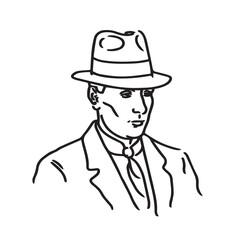 Man With Hat Silhouette - Simple Hat Line Drawing - man with hat silhouette - man with hat vector - man with hat doodle - hat illustration - man with hat line art

