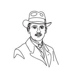 Man With Hat Silhouette - Modern Minimal Outline - man with hat silhouette - man with hat vector - man with hat doodle - hat illustration - man with hat line art

