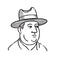 Man With Hat Silhouette - Simple Digital Line Art - man with hat silhouette - man with hat vector - man with hat doodle - hat illustration - man with hat line art

