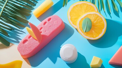 Summer popsicle with citrus and sponge decor