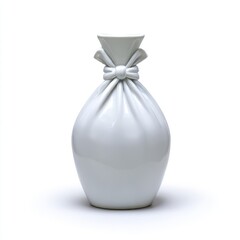 Ceramic sack shaped vase isolated on white background