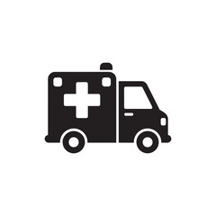 Icon of an Ambulance with a Medical Cross Representing Emergency Medical Services, Healthcare Transportation, and Urgent Care for Hospitals, Editable Vector Illustration Isolated on a White Background