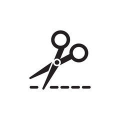 Icon of a Pair of Scissors Cutting Along a Dashed Line Representing Precision Cutting, Crafting, and Coupon Clipping for DIY Projects, Editable Vector Illustration Isolated on a White Background