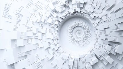 Obraz premium Abstract Spiral Design with White Blocks and Textured Details
