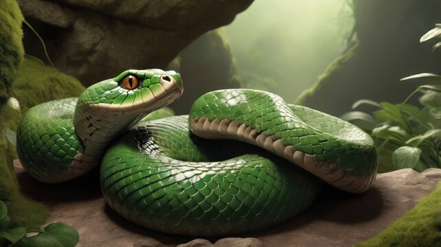 green snake on a tree