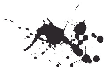 Obraz premium Black watercolor splash with dynamic splash effect on transparent background. Watercolor brush.