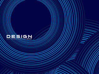 Abstract blue background with shiny circle lines geometric design. Abstract background with modern artistic gradient circular lines texture.	