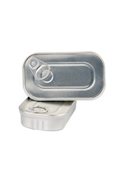 Clean silver rectangular can isolated on clear transparent background