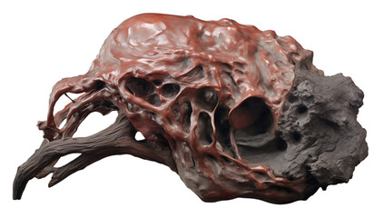 Close up of a strange organic object with holes and branch like structures on a transparent background png