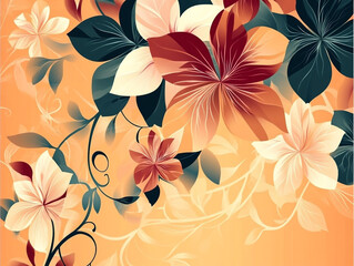 Abstract Flowers Seamless Pattern Background Illustration Design