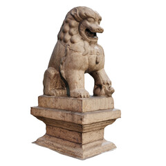 Obraz premium 3D rendered lion statue isolated on transparent background