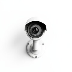 Modern White CCTV Camera on Wall for Security Monitoring