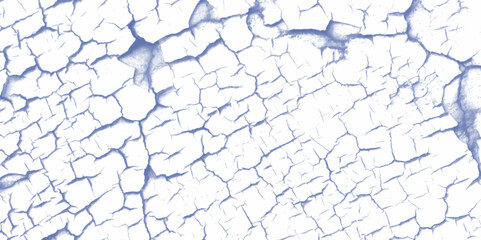 A blue and white vintage of a cracked wall, cracked white paint on a white background, Vector crack concrete texture white and blue grunge texture. There are many cracks in the ground. 