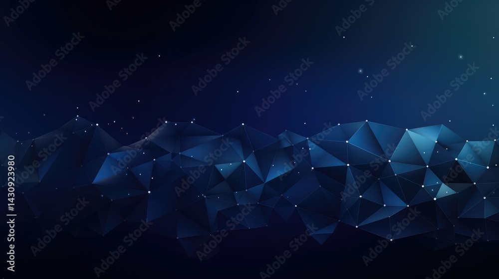 Canvas Prints abstract background with glowing low poly shapes and stars on a dark blue gradient. abstract futuris