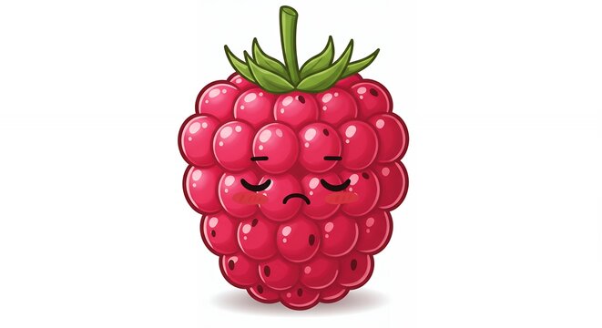 recommend clip art: Cute cartoon raspberry with sad expression illustration