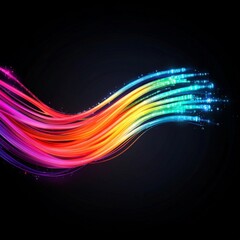 Colorful Fiber Optic Illustration with Dynamic Light Trails