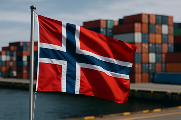Norwegian Flag at Shipping Port