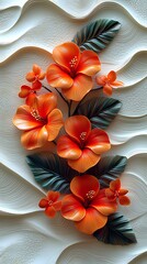 Tropical floral design with embossed leaf accents high resolution images