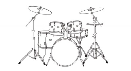 Drum set illustration line art image design