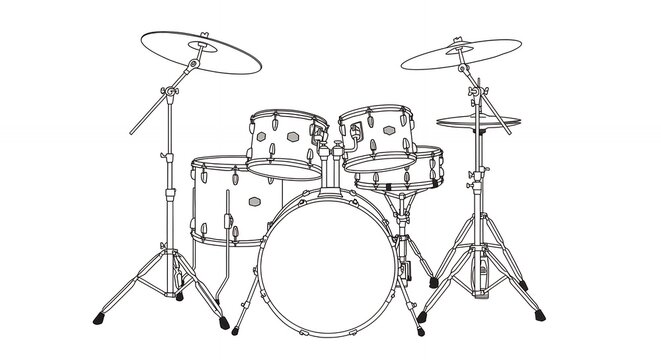 Drum set illustration line art image design