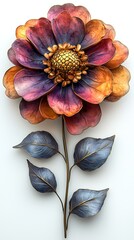 Unique colorful metallic flower sculpture high resolution picture