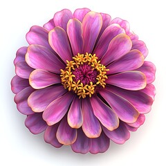 Vivid magenta zinnia bloom with yellow center high resolution images