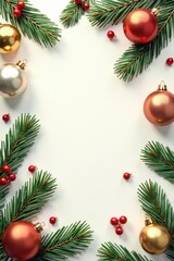 Elegant gold & silver Christmas seamless pattern with baubles, pine branches, and holly berries , design, xmas, silver