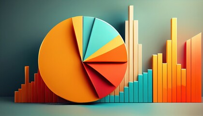 Vivid graphical representation of pie charts and bar graphs showcasing business performance metrics