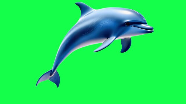 Blue dolphin animation isolated asset, transparent 4K video, alpha channel, ProRes 4444