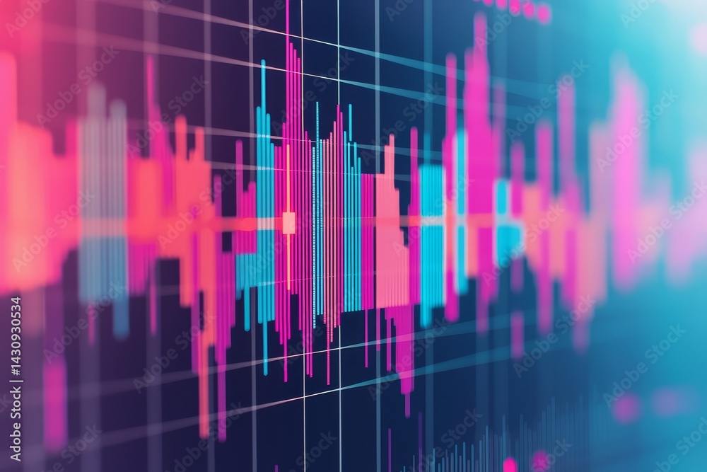 Poster abstract soundwave visualization in vibrant colors and dynamic patterns.