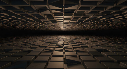 Fototapeta premium Dimensional Perspective Illusion Created With Brown Metallic Textured Blocks