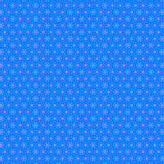 Simple rustical style geometric seamless pattern Small blue pink polka dot flowers on a bright blue background