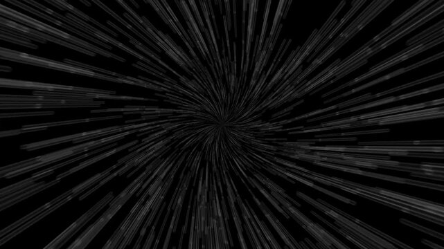 Large vortex effect fast moving light on black background abstract.