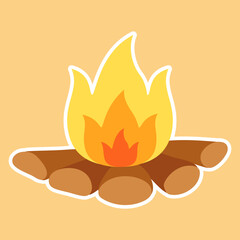 Bonfire icon isolated on yellow background. Cartoon flat vector illustration.