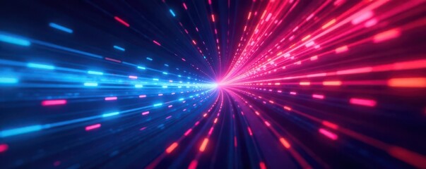 Swirling blue and red light trails create vibrant radial patterns , motion, wave