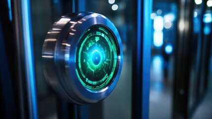 Futuristic, interactive access control panel.