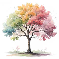 Fototapeta premium Watercolor tree isolated on transparent background