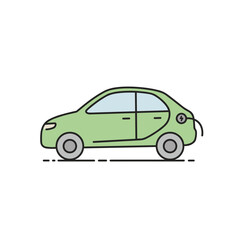 Fototapeta premium Electric car illustration in green color 